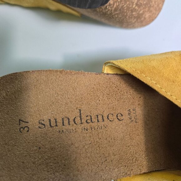 Sundance Mustard Suede Slip On Wedge Sandals Size 37/6 - Picture 6 of 7